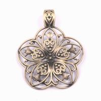 Tibetan Style Pendant, Flower, antique bronze color plated, vintage & DIY & brushed & hollow, nickel, lead & cadmium free, 52x65mm, Sold By PC
