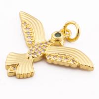 Cubic Zirconia Micro Pave Brass Pendant, Bird, high quality gold color plated, DIY & micro pave cubic zirconia, nickel, lead & cadmium free, 25x24x2mm, Hole:Approx 3mm, Approx 30PCs/Lot, Sold By Lot