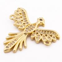 Cubic Zirconia Micro Pave Brass Pendant Phoenix high quality gold color plated DIY & micro pave cubic zirconia & double-hole nickel lead & cadmium free Approx 1mm Approx Sold By Lot