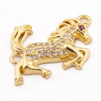 Cubic Zirconia Micro Pave Brass Pendant, Horse, high quality gold color plated, DIY & micro pave cubic zirconia, nickel, lead & cadmium free, 25x15x3mm, Hole:Approx 1mm, Approx 30PCs/Lot, Sold By Lot