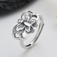 925 Sterling Silver Finger Rings, Butterfly, Antique finish, fashion jewelry & for woman, nickel, lead & cadmium free, 12mm, Sold By PC
