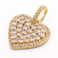 Cubic Zirconia Micro Pave Brass Pendant Heart high quality gold color plated DIY & micro pave cubic zirconia nickel lead & cadmium free Approx 5mm Approx Sold By Lot
