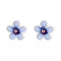925 Sterling Silver Stud Earrings Flower Antique finish fashion jewelry & for woman & epoxy gel nickel lead & cadmium free 10mm Sold By Pair
