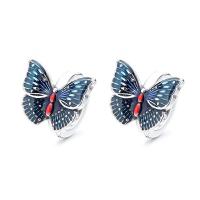 925 Sterling Silver Lever Back Earring Butterfly Antique finish fashion jewelry & for woman & enamel nickel lead & cadmium free 15mm Sold By Pair