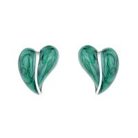 925 Sterling Silver Stud Earrings Leaf Antique finish fashion jewelry & for woman & enamel nickel lead & cadmium free 9mm Sold By Pair