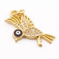 Evil Eye Pendants, Brass, Bird, high quality gold color plated, DIY & micro pave cubic zirconia, nickel, lead & cadmium free, 24x11x2mm, Hole:Approx 3mm, Approx 30PCs/Lot, Sold By Lot