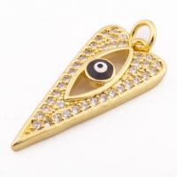 Evil Eye Pendants, Brass, high quality gold color plated, DIY & micro pave cubic zirconia, nickel, lead & cadmium free, 30x12x4mm, Hole:Approx 3mm, Approx 30PCs/Lot, Sold By Lot