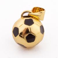 Brass Jewelry Pendants, Football, high quality gold color plated, DIY, nickel, lead & cadmium free, 16x10x10mm, Hole:Approx 3mm, Approx 30PCs/Lot, Sold By Lot