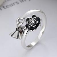 925 Sterling Silver Finger Rings Flower Antique finish fashion jewelry & for woman nickel lead & cadmium free 13mm Sold By PC