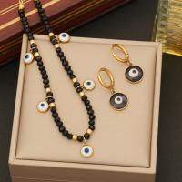 Evil Eye Jewelry Set 316 Stainless Steel with Crystal with 1.97inch extender chain handmade fashion jewelry & for woman nickel lead & cadmium free Length Approx 15.75 Inch Sold By PC