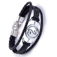 Tibetan Style Bracelet, with leather cord, fashion jewelry & Unisex, more colors for choice, nickel, lead & cadmium free, Length:Approx 8.27 Inch, Sold By PC