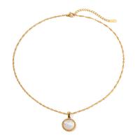 Stainless Steel Jewelry Necklace, 304 Stainless Steel, with Shell, with 2.17inch extender chain, 18K gold plated, fashion jewelry & for woman, golden, 25.20mm, Sold Per Approx 16.54 Inch Strand