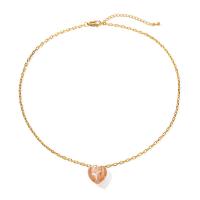 Stainless Steel Jewelry Necklace 304 Stainless Steel with Lampwork with 2.17inch extender chain Heart 18K gold plated fashion jewelry & for woman golden 15.50mm Sold Per Approx 16.34 Inch Strand