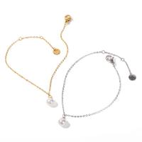 Stainless Steel Jewelry Bracelet 304 Stainless Steel with Plastic Pearl with 1.38inch extender chain Vacuum Ion Plating fashion jewelry & for woman 9.20mm Sold Per Approx 6.5 Inch Strand
