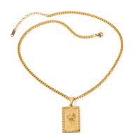 Edelstahl Schmuck Halskette, 304 Edelstahl, mit Verlängerungskettchen von 1.97inch, 18K vergoldet, Modeschmuck & für Frau, goldfarben, 42mm, verkauft per 17.52 ZollInch Strang