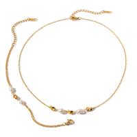Fashion Stainless Steel Jewelry Sets, 304 Stainless Steel, with Plastic Pearl, 18K gold plated, fashion jewelry & different styles for choice & for woman, golden, Sold By Strand
