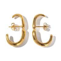 Stainless Steel Stud Earrings, 304 Stainless Steel, 18K gold plated, fashion jewelry & for woman, golden, 30.30x17.60mm, Sold By Pair