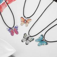 Tibetan Style Jewelry Necklace, with Wax Cord, with 1.97inch extender chain, Butterfly, plated, fashion jewelry & for woman, more colors for choice, nickel, lead & cadmium free, 29x31mm, Sold Per Approx 17.32 Inch Strand