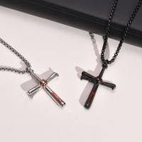 Stainless Steel Jewelry Necklace, 304 Stainless Steel, Cross, Vacuum Ion Plating, fashion jewelry & for man, more colors for choice, 48.30x30.60mm, Length:Approx 24 Inch, Sold By PC