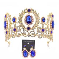 Zinc Alloy Hair Jewelry Set crown & earring with Crystal & Plastic Pearl 2 pieces & for woman & with rhinestone nickel lead & cadmium free Inner Approx 160mm Sold By PC