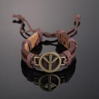 PU Leather Cord Bracelets with Zinc Alloy fashion jewelry & for man Sold Per Approx 7.09 Inch Strand