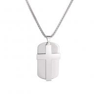 Stainless Steel Jewelry Necklace, 304 Stainless Steel, Cross, fashion jewelry & for man, original color, 28x50mm,30.5x51.8mm, Length:60 cm, Sold By PC