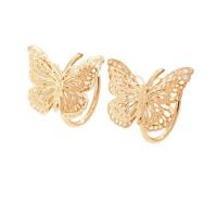 Tibetan Style Stud Earring, Butterfly, gold color plated, fashion jewelry & for woman & hollow, 39x30mm, Sold By Pair