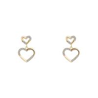 Brass Drop Earring Copper Alloy Heart real gold plated fashion jewelry & micro pave cubic zirconia & for woman nickel lead & cadmium free Sold By Pair
