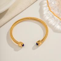 Stainless Steel Bangle 304 Stainless Steel with Lapis Lazuli plated fashion jewelry gold Sold By PC