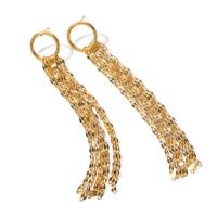 Mode-Fringe-Ohrringe, 304 Edelstahl, plattiert, Modeschmuck, goldfarben, 11.90x76.50mm, verkauft von Paar