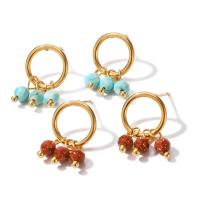 Stainless Steel Drop Earring 304 Stainless Steel with Gemstone plated fashion jewelry Sold By Pair
