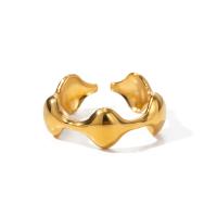 Anel de dedo de aço inoxidável, Aço inoxidável 304, banhado, joias de moda, dourado, 7.60mm, vendido por PC