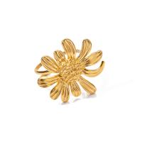 Stainless Steel Finger Ring 304 Stainless Steel Sunflower plated fashion jewelry golden 24.70mm Inner Approx 18mm Sold By PC