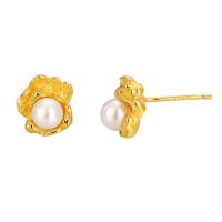 925 Sterling Silver Stud Earring with Shell Pearl plated fashion jewelry & for woman 6mm Sold By Pair