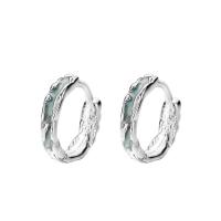 925 Sterling Silver Huggie Hoop Earring, platinum plated, for woman & epoxy gel, 12mm, Sold By PC