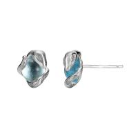 925 Sterling Silver Stud Earring with Crystal platinum plated for woman & epoxy gel 6mm Sold By Pair