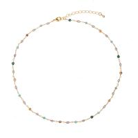 Titanium Stål Halskæde, med Natursten, med 2inch extender kæde, ægte forgyldt, mode smykker & for kvinde, Længde Ca. 15.5 inch, Solgt af PC