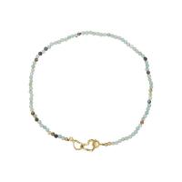 Amazonite collier, avec Acier titane, coeur, Plaqué d'or, bijoux de mode & pour femme, Longueur:Environ 16.1 pouce, Vendu par PC