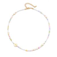 Natural Stone Necklace with Plastic Pearl & 304 Stainless Steel with 2inch extender chain real gold plated fashion jewelry & for woman Length Approx 15.7 Inch Sold By PC