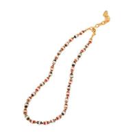 Brass Necklace, with Natural Stone, with 2inch extender chain, real gold plated, Bohemian style & for woman, Length:Approx 15.7 Inch, Sold By PC