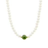 Glass Pearl Necklace with Brass plated & for woman Sold By PC