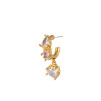 Messing Drop Earring, Geometrisch Patroon, gold plated, micro pave zirconia & voor vrouw, Verkocht door PC