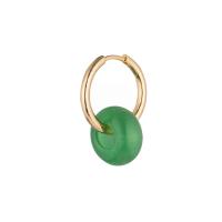 Titanium Staal Huggie Hoop Drop Earring, met Natuursteen, echt goud verguld, mode sieraden & voor vrouw, 18x24mm, Verkocht door PC