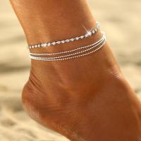 Tibetan Style Anklet, with 5cm extender chain, fashion jewelry & for woman & with rhinestone, silver color, nickel, lead & cadmium free, Length:Approx 20 cm, Sold By PC