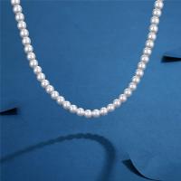 Collar de Aleación de Zinc, con Perlas plásticas, Joyería & diverso tamaño para la opción & para hombre, Blanco, libre de níquel, plomo & cadmio, Vendido por UD