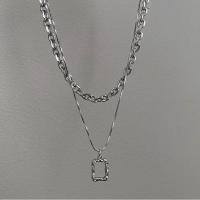 Cink Alloy nakit ogrlice, srebrne boje pozlaćen, Dvostruki sloj & modni nakit & za žene, nikal, olovo i kadmij besplatno, Dužina Približno 45 cm, Prodano By PC