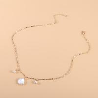 Zinklegierung Schmuck Halskette, mit Kunststoff Perlen, goldfarben plattiert, Modeschmuck & für Frau & mit Strass, frei von Nickel, Blei & Kadmium, Länge:ca. 40-45 cm, verkauft von PC