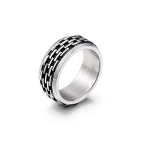Vinger Ring in edelstaal, 304 roestvrij staal, gepolijst, mode sieraden & uniseks & verschillende grootte voor keus & zwart maken, zilver, Verkocht door PC