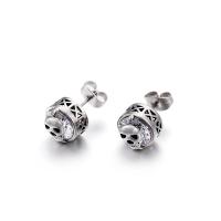 Stainless Steel Stud Earrings, 304 Stainless Steel, polished, fashion jewelry & Unisex & with rhinestone, more colors for choice, 10mm, Sold By Pair