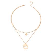 Zinc Alloy Jewelry Necklace with 5.5cm extender chain gold color plated Double Layer & fashion jewelry & for woman golden Length 40 cm Sold By PC